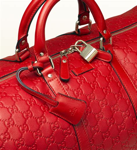 gucci red leather duffle|Gucci duffle bag outlet.